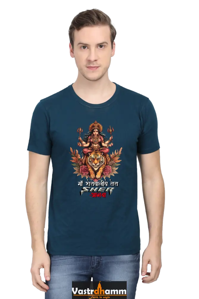 Durga Divine Round Neck Half Sleeve Classic T-Shirts for Men Vastrdhamm