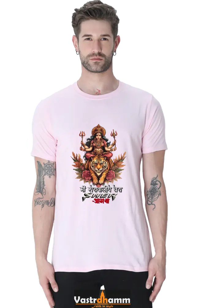 Durga Divine Round Neck Half Sleeve Classic T-Shirts for Men Vastrdhamm