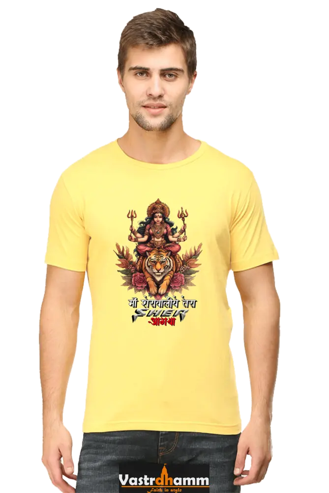 Durga Divine Round Neck Half Sleeve Classic T-Shirts for Men Vastrdhamm