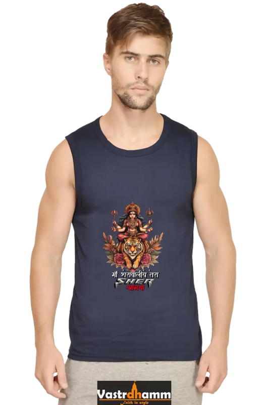 Durga Divine Round Neck Sleeveless T-Shirts for Men Vastrdhamm