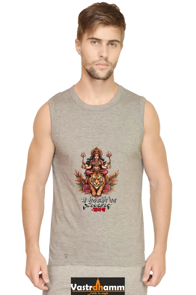 Durga Divine Round Neck Sleeveless T-Shirts for Men Vastrdhamm