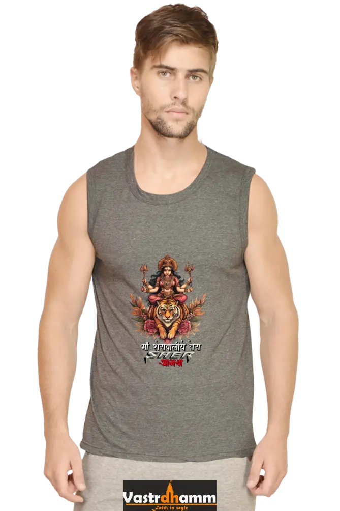 Durga Divine Round Neck Sleeveless T-Shirts for Men Vastrdhamm