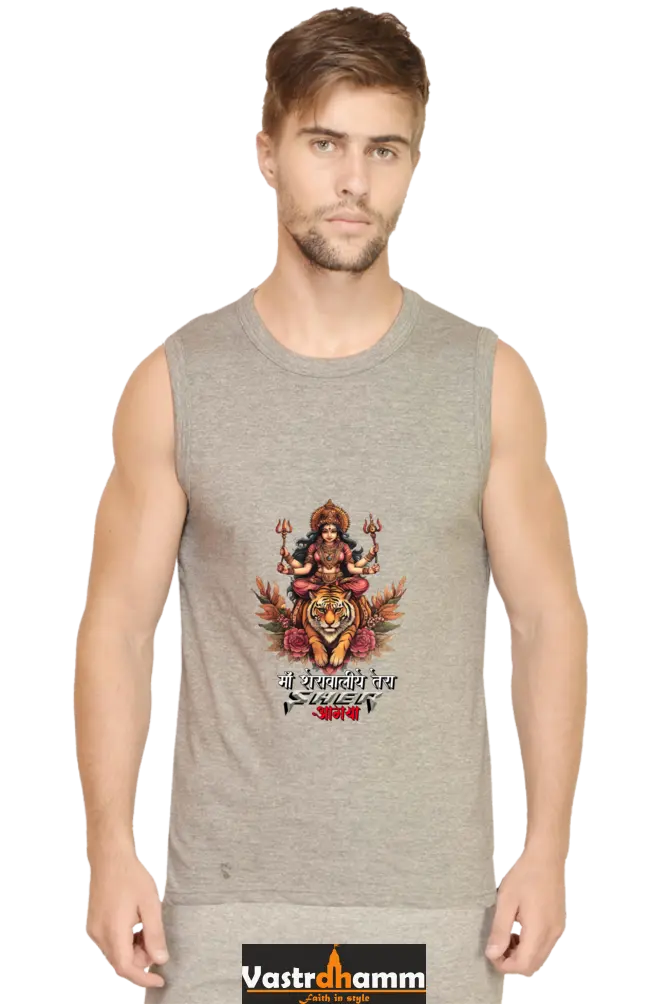 Durga Divine Round Neck Sleeveless T-Shirts for Men Vastrdhamm