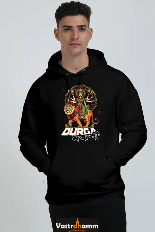 Durga Protector Oversized Hooded Sweatshirt T-Shirts for Men Vastrdhamm