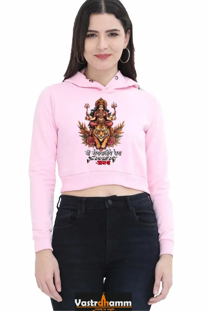 Durga ProtectorCrop Hoodies for Women Vastrdhamm