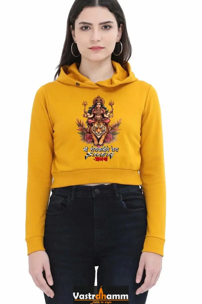 Durga ProtectorCrop Hoodies for Women Vastrdhamm