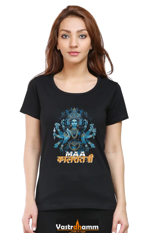 Durga Shakti Round Neck Half Sleeve Classic T-Shirts for Women Vastrdhamm