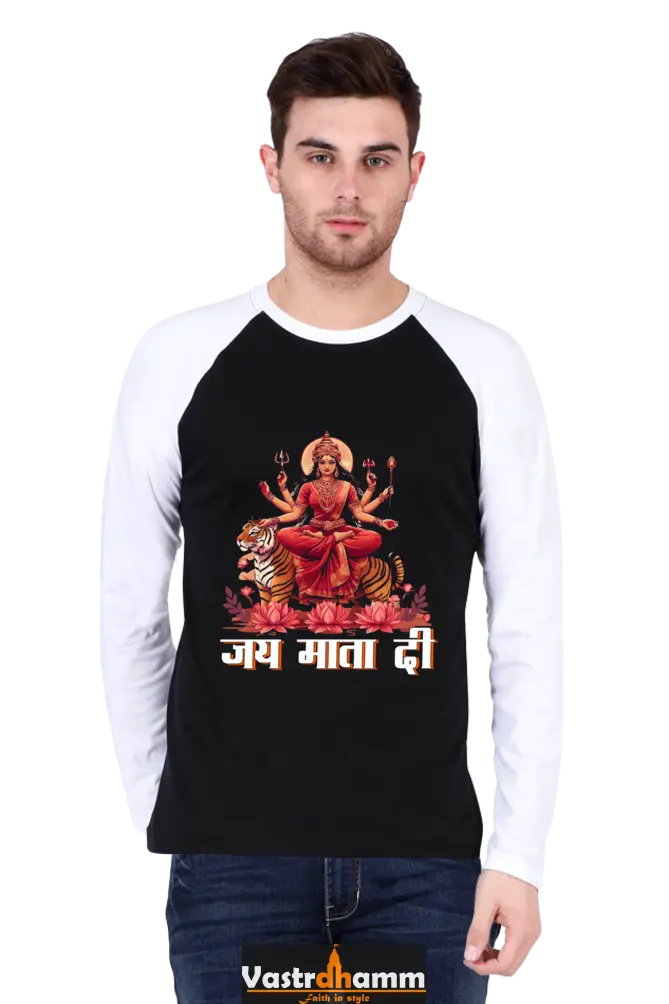 Durga Warrior Spirit Raglan Full Sleeve T-Shirts for Men Vastrdhamm