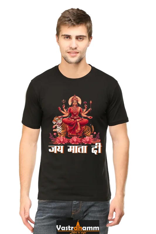 Durga Warrior Spirit Round Neck Half Sleeve Classic T-Shirts for Men Vastrdhamm