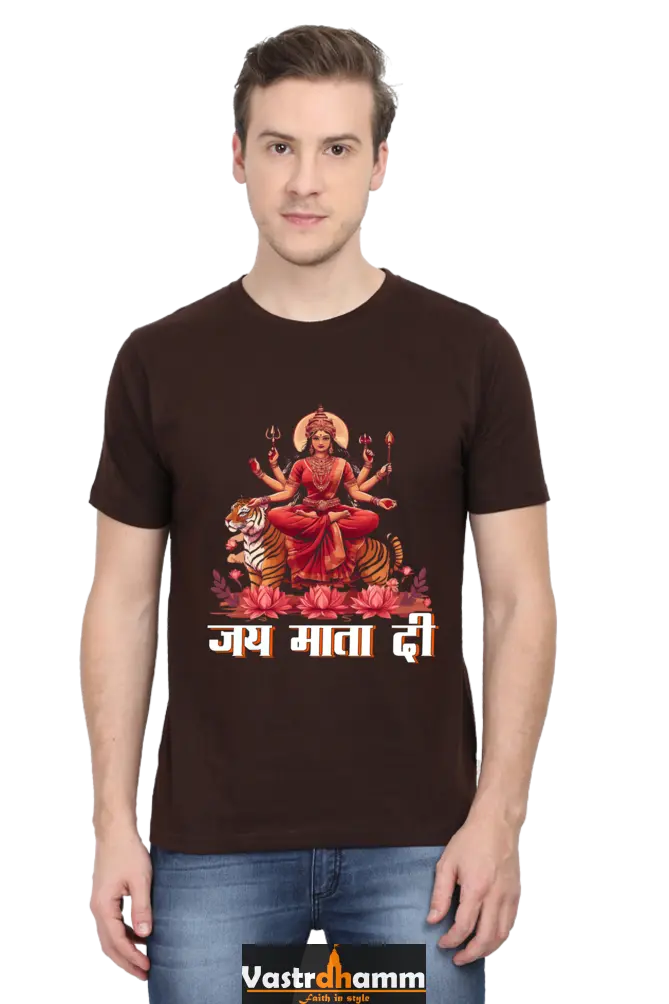 Durga Warrior Spirit Round Neck Half Sleeve Classic T-Shirts for Men Vastrdhamm