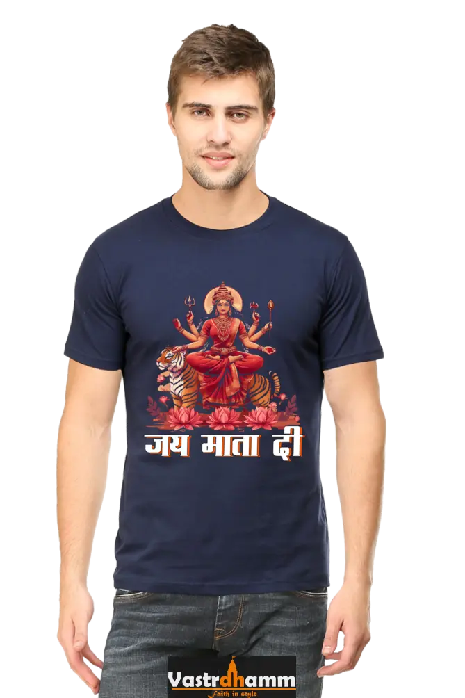 Durga Warrior Spirit Round Neck Half Sleeve Classic T-Shirts for Men Vastrdhamm