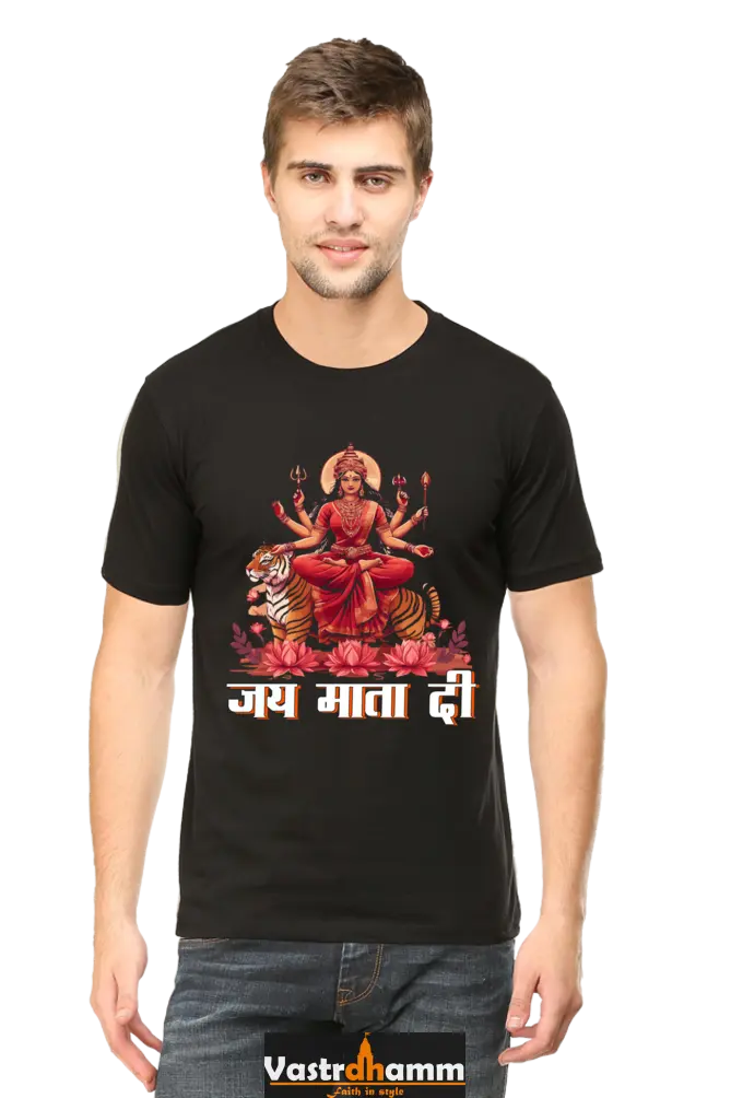 Durga Warrior Spirit Round Neck Half Sleeve Classic T-Shirts for Men Vastrdhamm