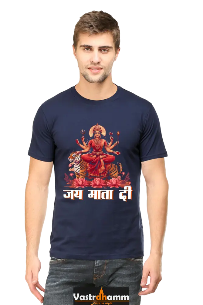 Durga Warrior Spirit Round Neck Half Sleeve Classic T-Shirts for Men Vastrdhamm