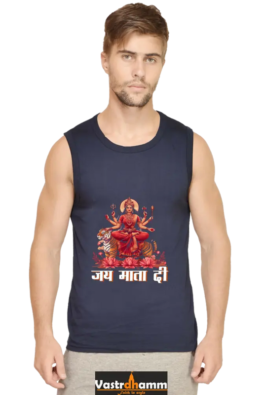 Durga Warrior Spirit Round Neck Sleeveless T-Shirts for Men Vastrdhamm