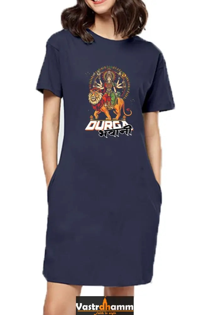 Durga Warrior SpiritT-Shirts Dress for Women Vastrdhamm