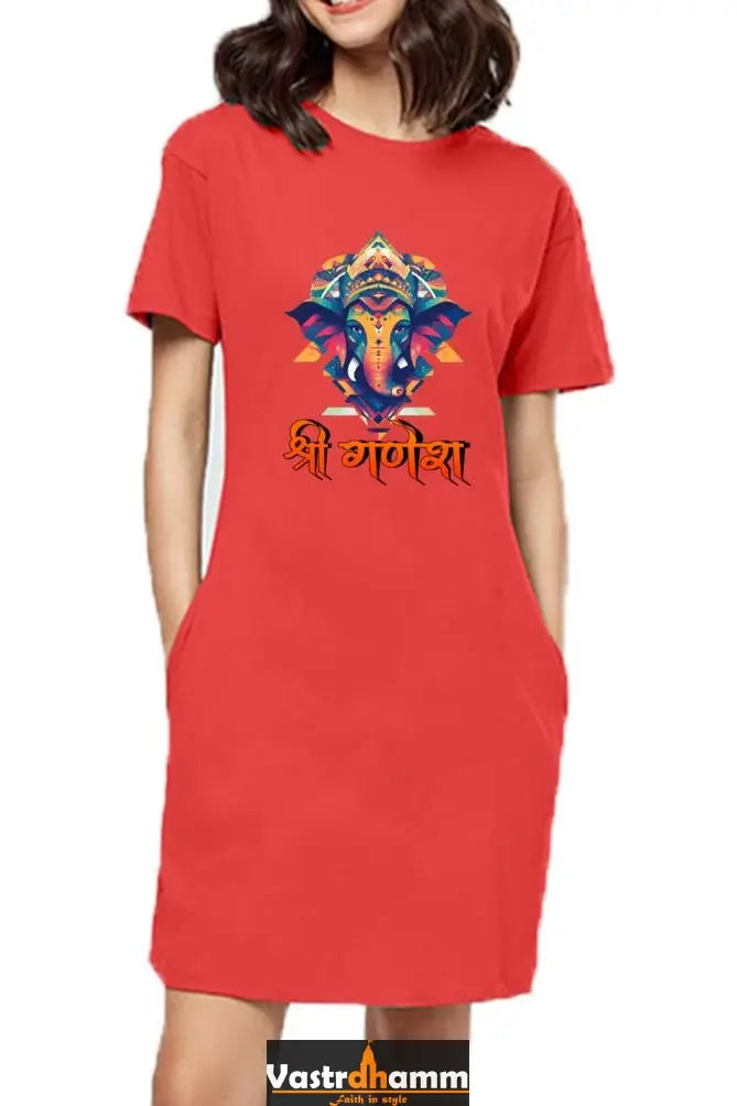 Ganesha BlessingsT-Shirts Dress for Women Vastrdhamm