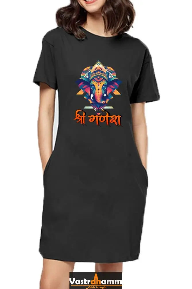 Ganesha BlessingsT-Shirts Dress for Women Vastrdhamm