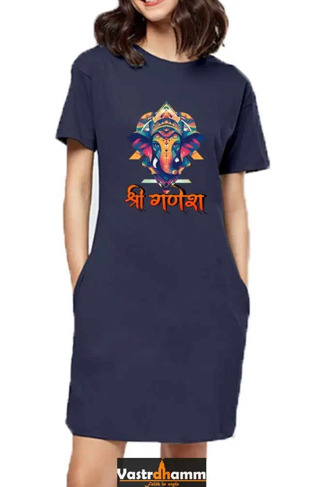 Ganesha BlessingsT-Shirts Dress for Women Vastrdhamm