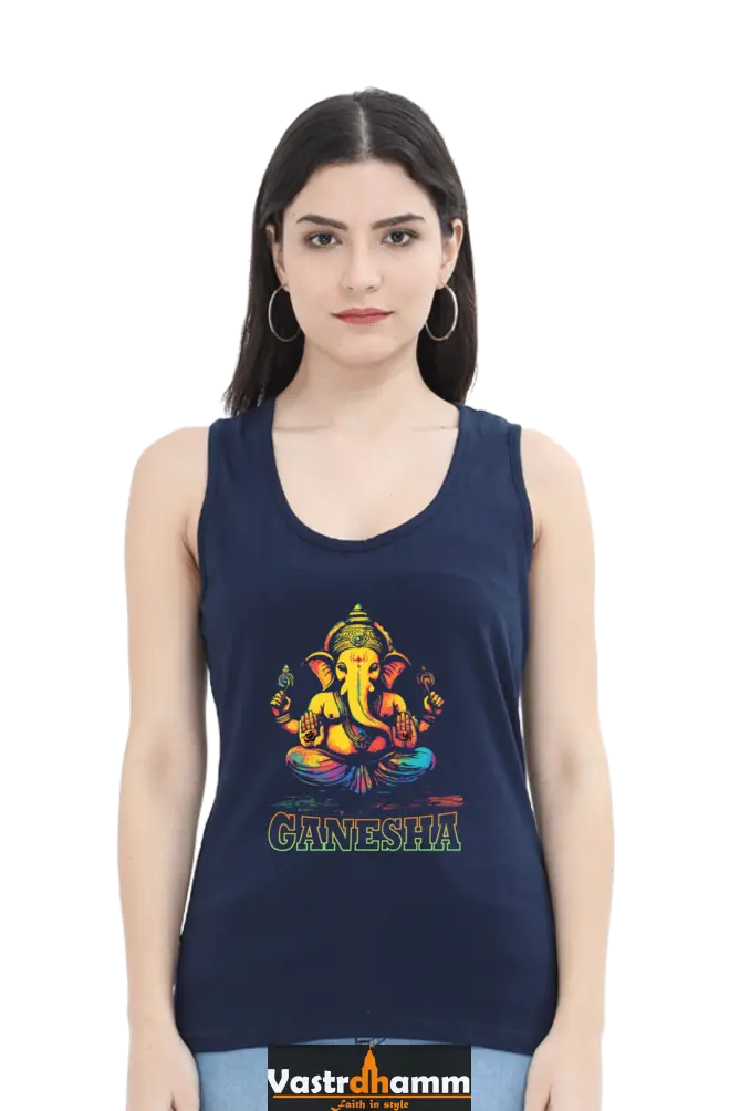 Ganesha DevotionTank Top T-Shirts for Women Vastrdhamm