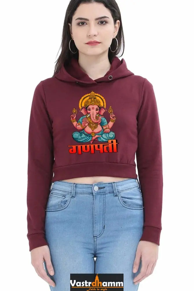 Ganesha DivineCrop Hoodies for Women Vastrdhamm