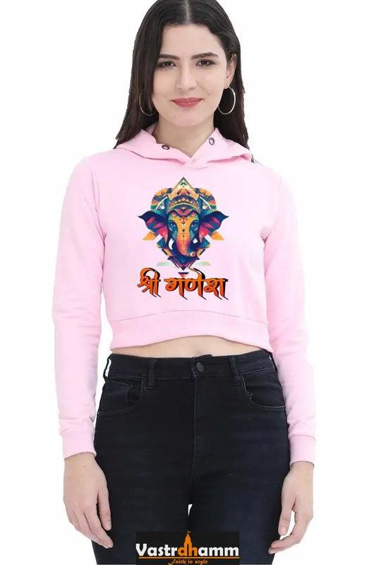 Ganesha FaithCrop Hoodies for Women Vastrdhamm