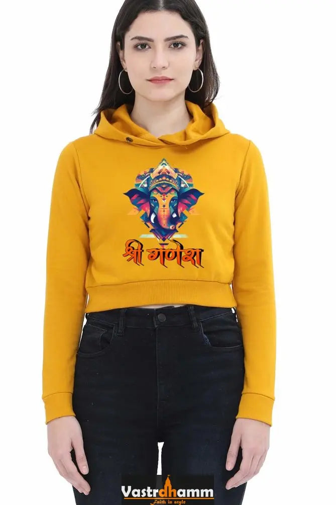 Ganesha FaithCrop Hoodies for Women Vastrdhamm