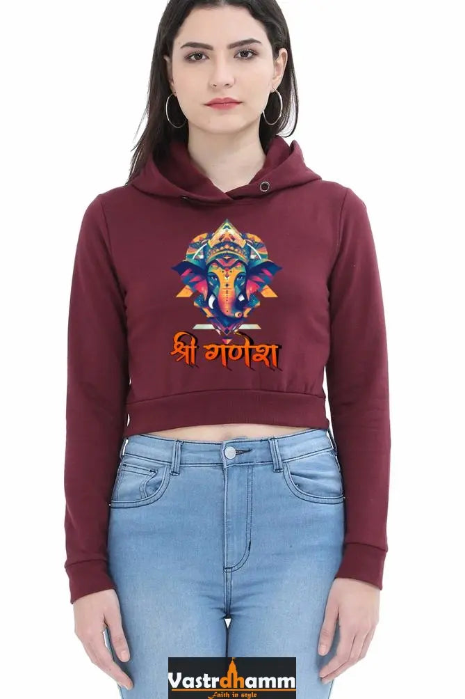 Ganesha FaithCrop Hoodies for Women Vastrdhamm