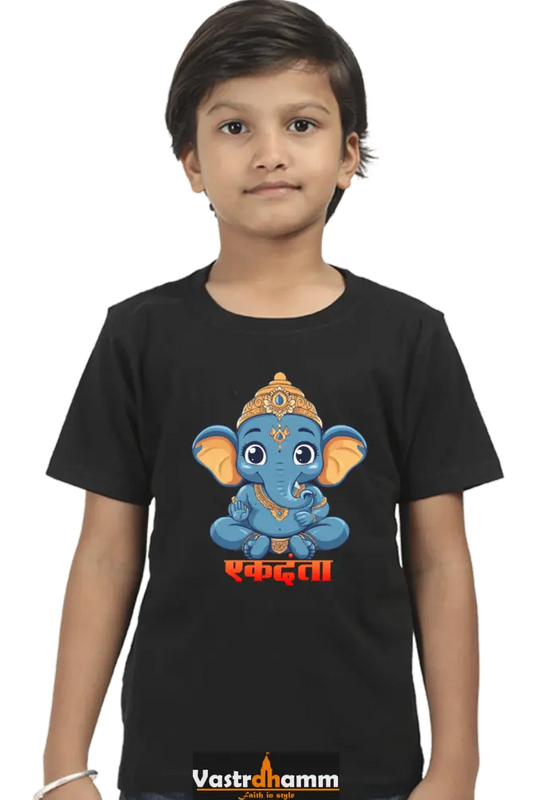 Ganesha Wisdom Round Neck Half Sleeve Classic T-Shirts for Boy Vastrdhamm