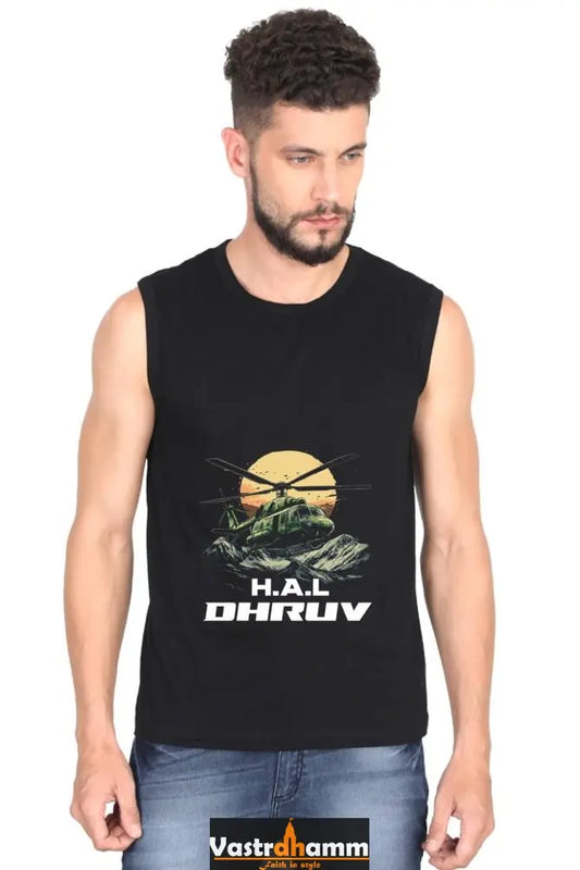 HAL Helicopter Tribute Round Neck Sleeveless T-Shirts for Men Vastrdhamm