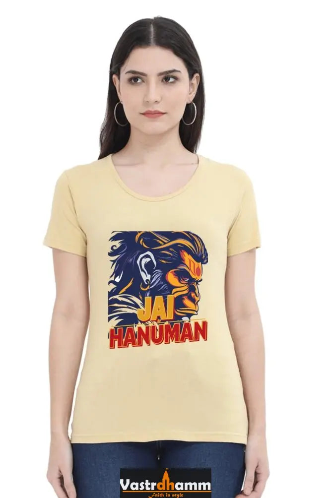 Hanuman Bhakt Round Neck Half Sleeve Classic T-Shirts for Women Vastrdhamm