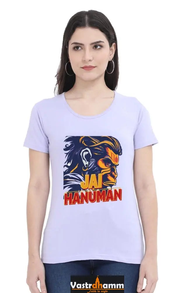 Hanuman Bhakt Round Neck Half Sleeve Classic T-Shirts for Women Vastrdhamm