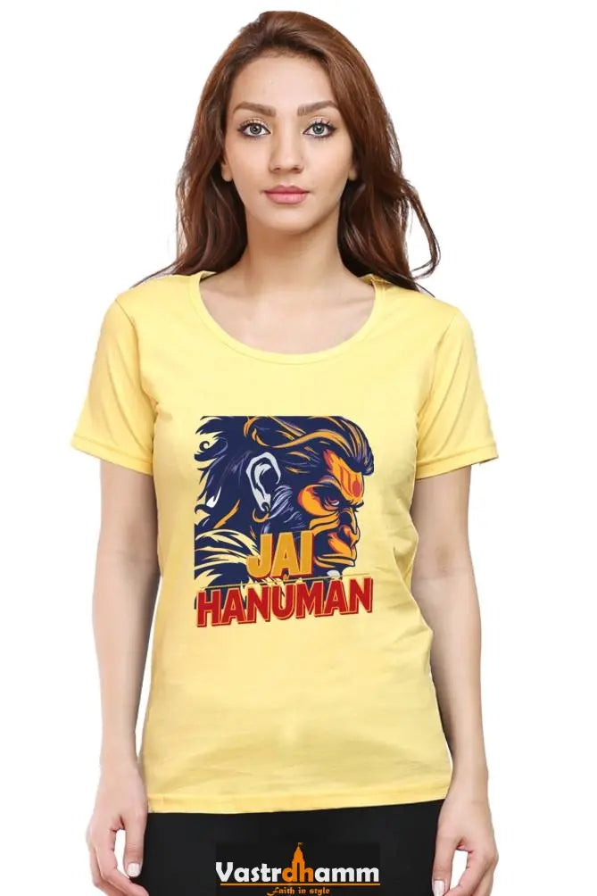 Hanuman Bhakt Round Neck Half Sleeve Classic T-Shirts for Women Vastrdhamm