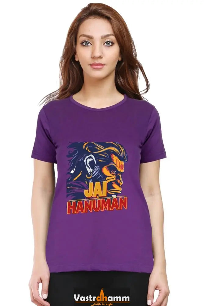 Hanuman Bhakt Round Neck Half Sleeve Classic T-Shirts for Women Vastrdhamm