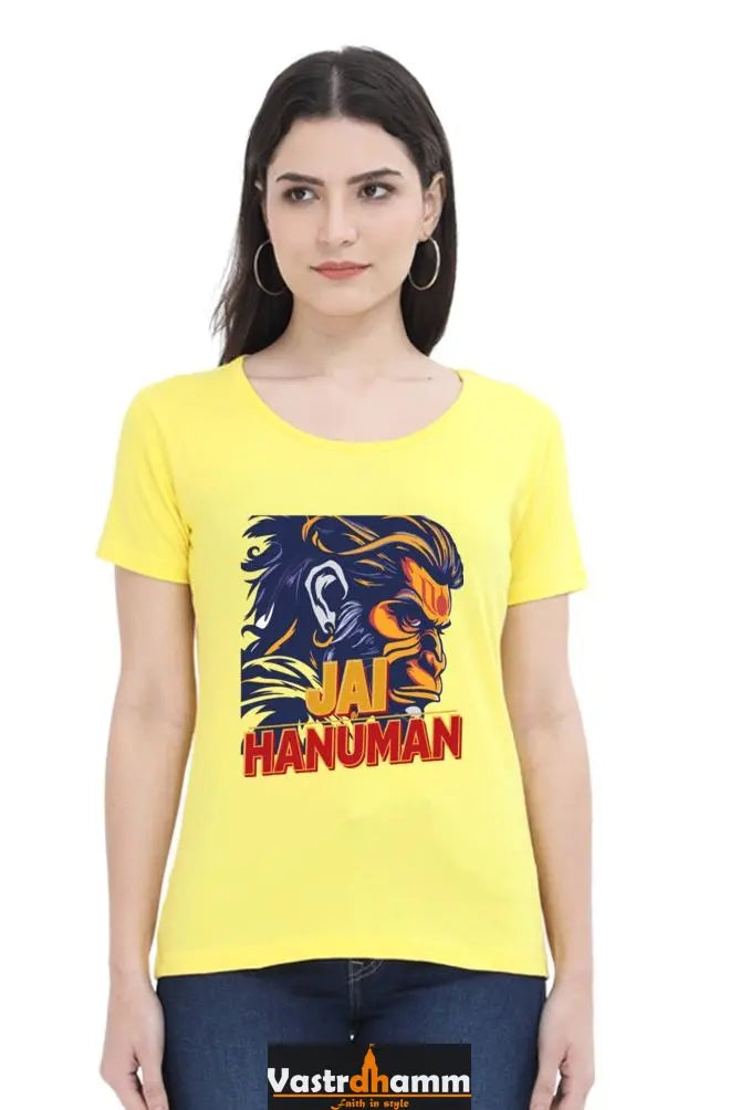 Hanuman Bhakt Round Neck Half Sleeve Classic T-Shirts for Women Vastrdhamm