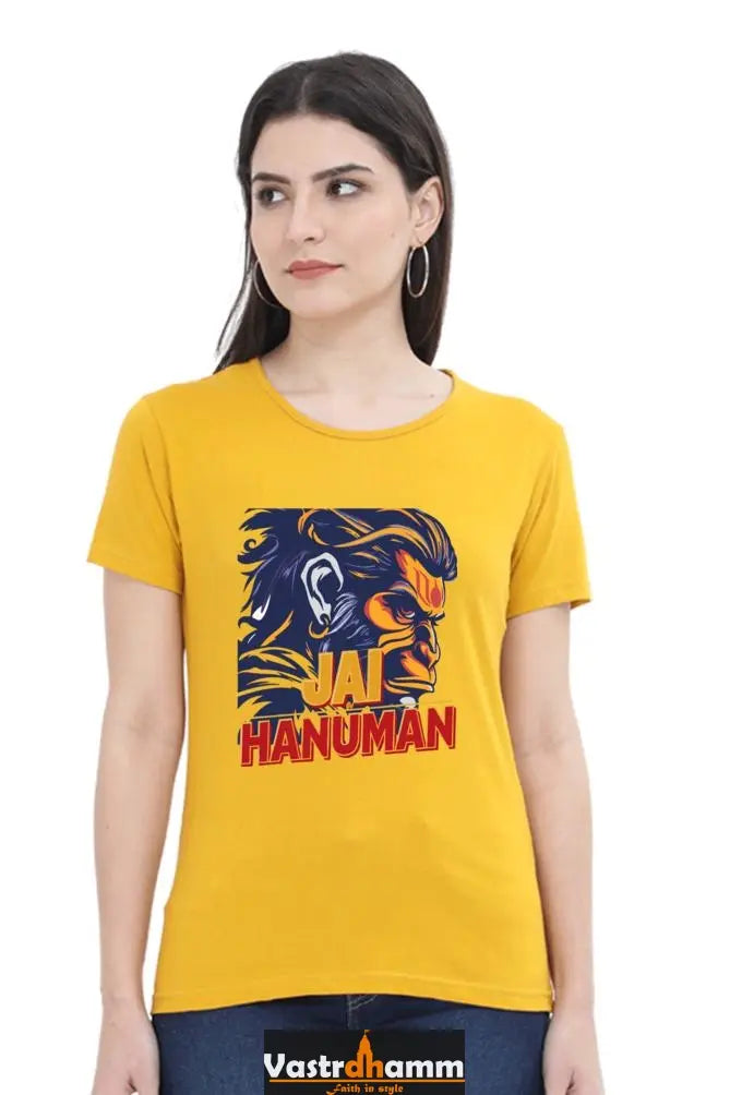 Hanuman Bhakt Round Neck Half Sleeve Classic T-Shirts for Women Vastrdhamm