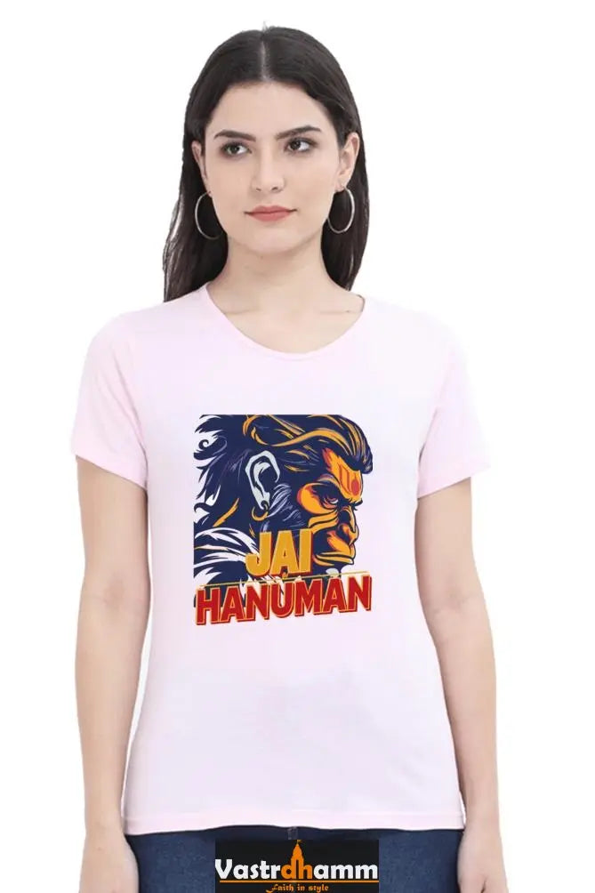 Hanuman Bhakt Round Neck Half Sleeve Classic T-Shirts for Women Vastrdhamm