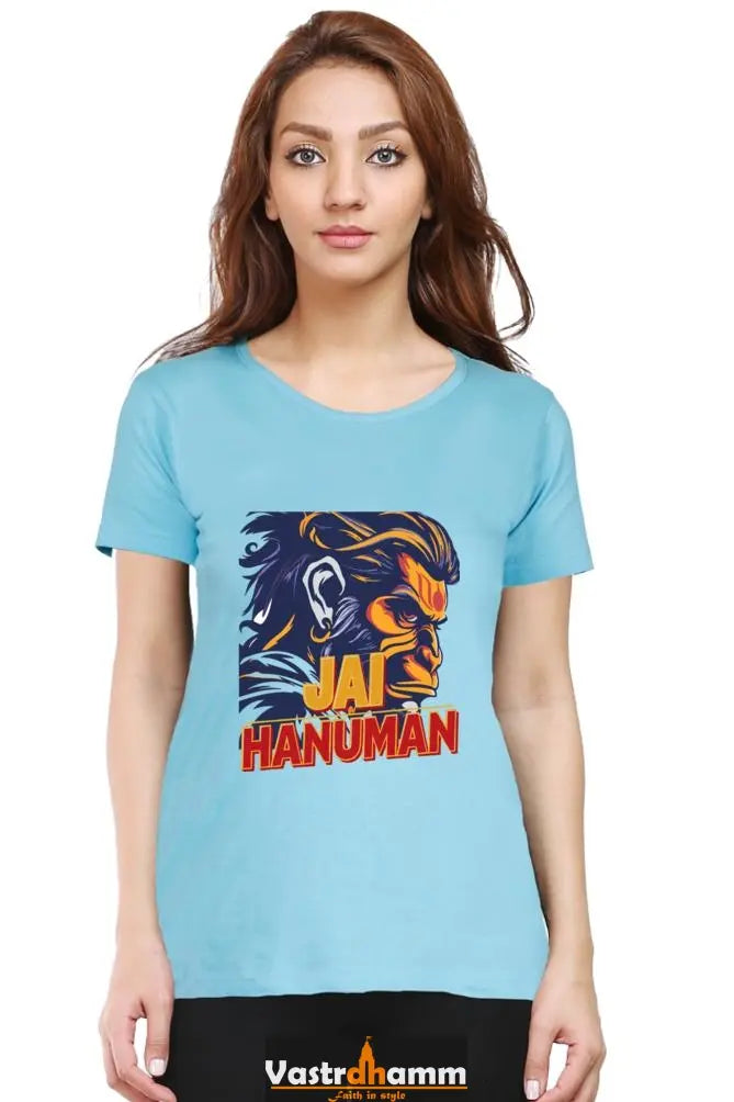 Hanuman Bhakt Round Neck Half Sleeve Classic T-Shirts for Women Vastrdhamm