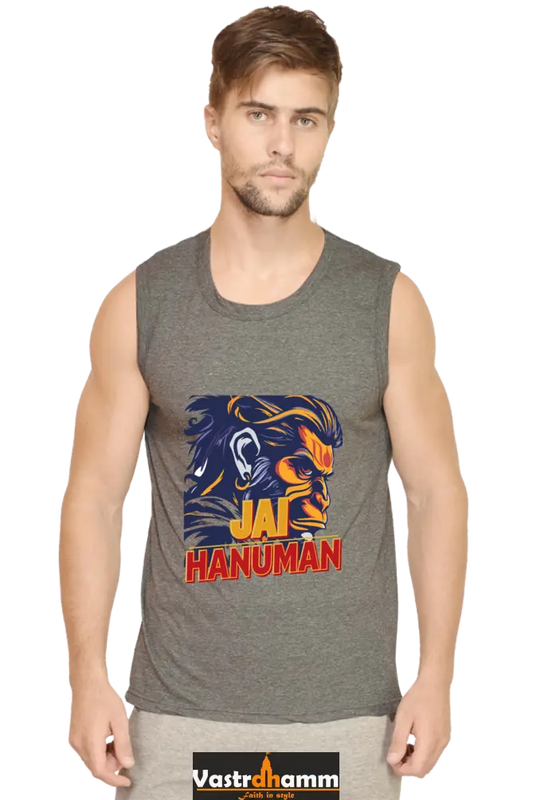 Hanuman Bhakt Round Neck Sleeveless T-Shirts for Men Vastrdhamm
