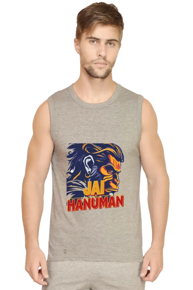 Hanuman Bhakt Round Neck Sleeveless T-Shirts for Men Vastrdhamm