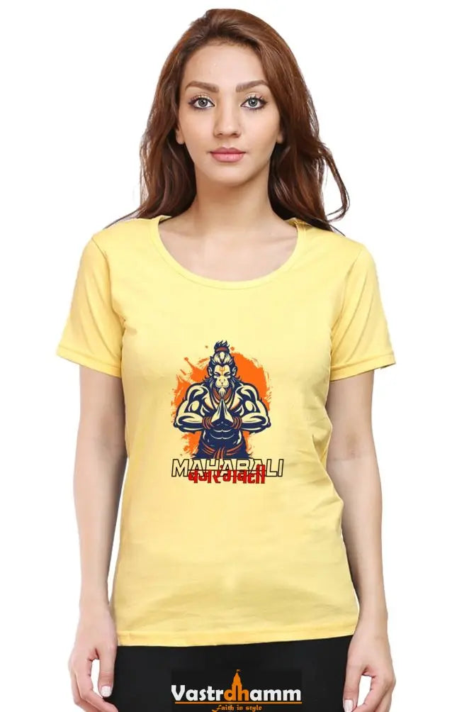 Hanuman Bhakti Devotion Round Neck Half Sleeve Classic T-Shirts for Women Vastrdhamm