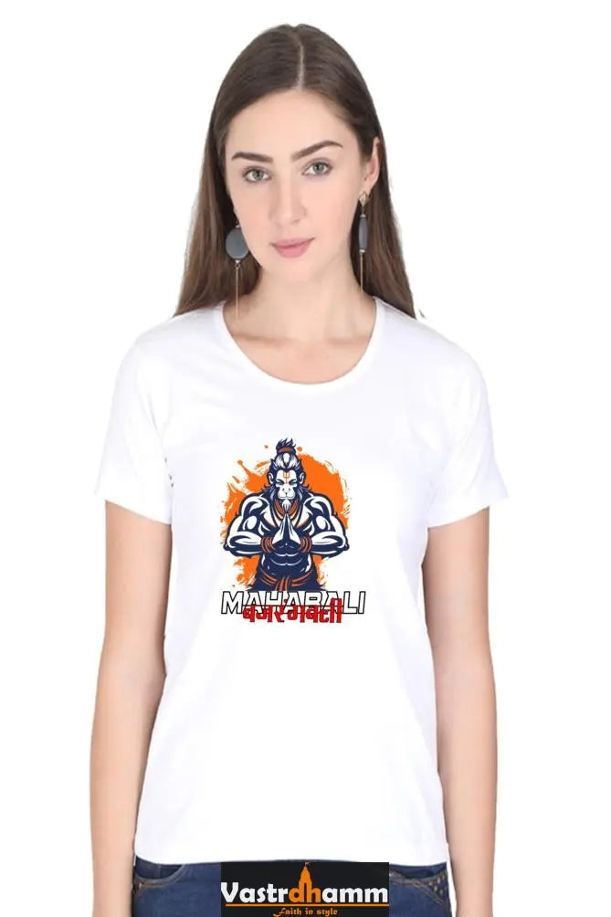 Hanuman Bhakti Devotion Round Neck Half Sleeve Classic T-Shirts for Women Vastrdhamm