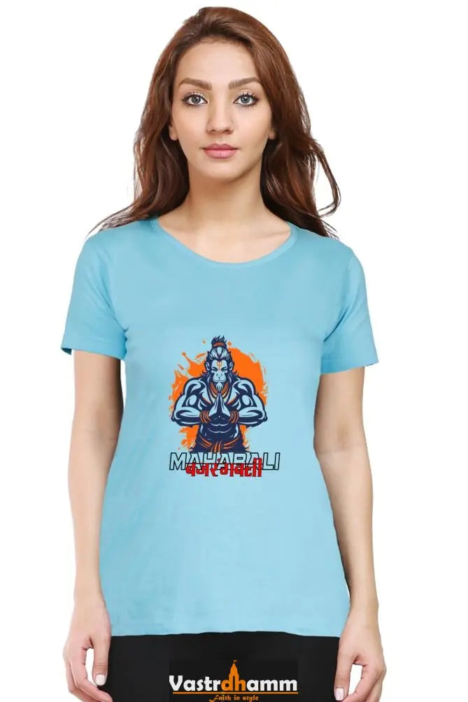 Hanuman Bhakti Devotion Round Neck Half Sleeve Classic T-Shirts for Women Vastrdhamm