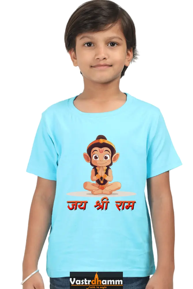 Hanuman Bhakti Round Neck Half Sleeve Classic T-Shirts for Boy Vastrdhamm