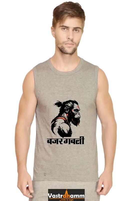 Hanuman Bhakti Round Neck Sleeveless T-Shirts for Men Vastrdhamm