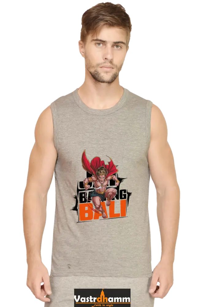 Hanuman Bhakti Strength Round Neck Sleeveless T-Shirts for Men Vastrdhamm