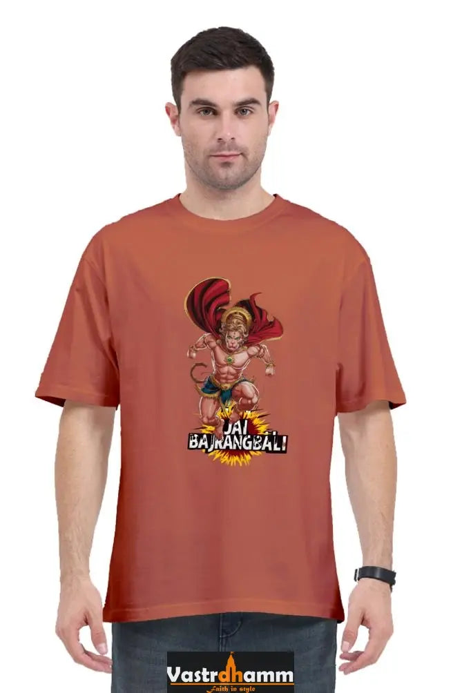 Hanuman Bhakti Warrior Oversized Classic T-Shirts for Men Vastrdhamm