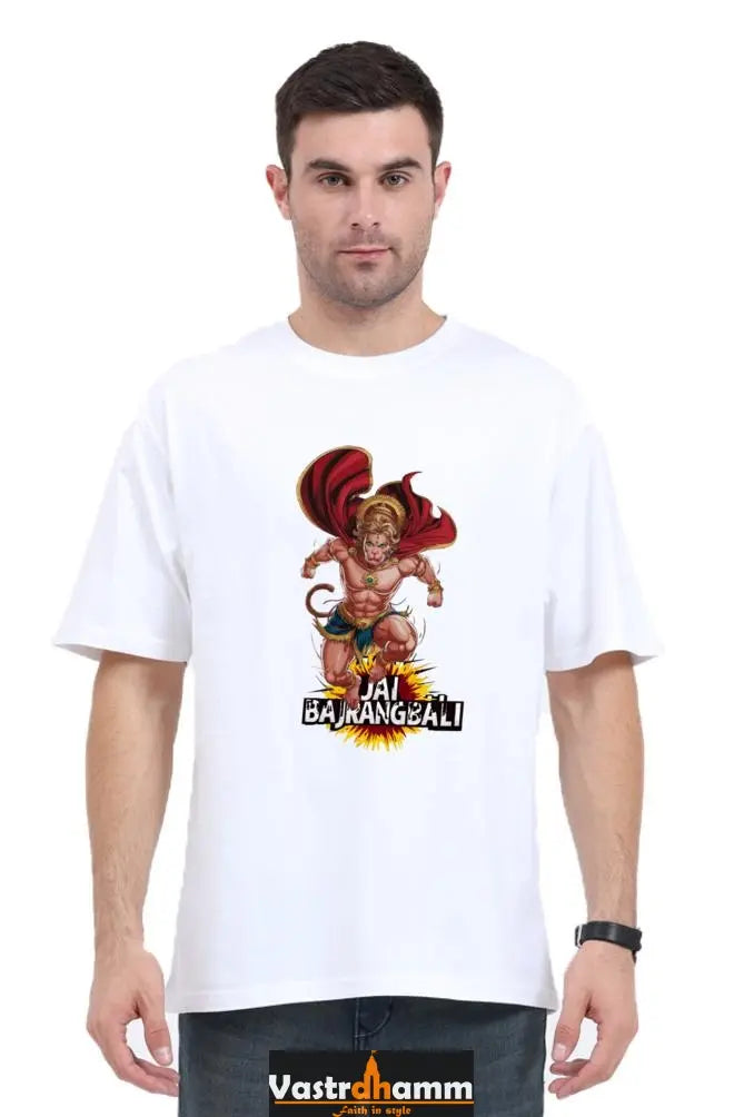 Hanuman Bhakti Warrior Oversized Classic T-Shirts for Men Vastrdhamm