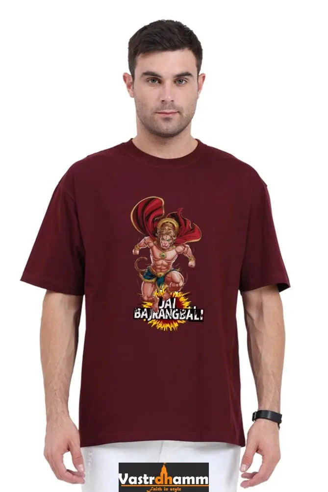 Hanuman Bhakti Warrior Oversized Classic T-Shirts for Men Vastrdhamm