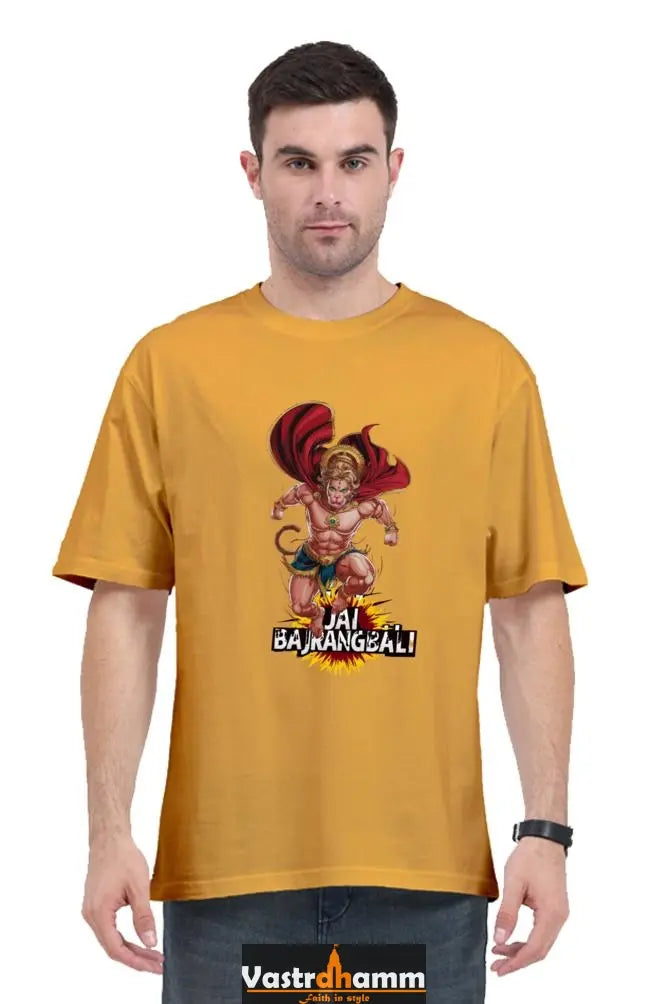 Hanuman Bhakti Warrior Oversized Classic T-Shirts for Men Vastrdhamm