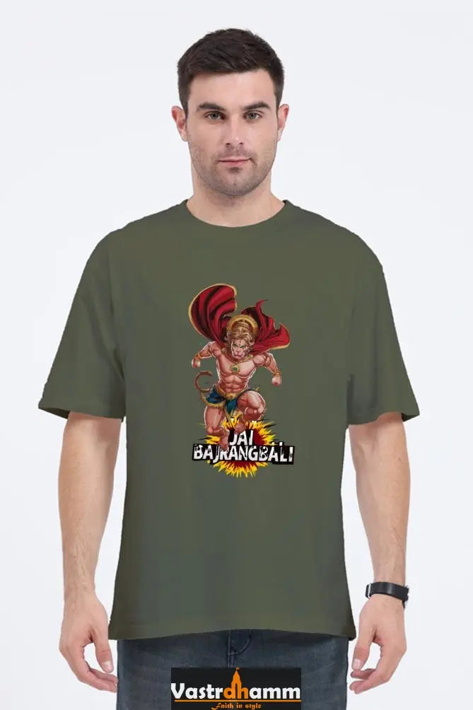 Hanuman Bhakti Warrior Oversized Classic T-Shirts for Men Vastrdhamm